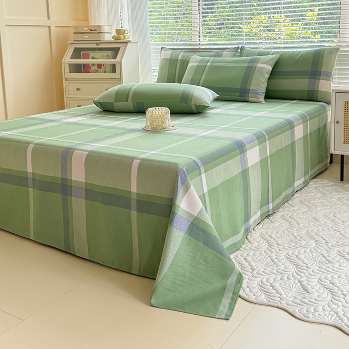 91家纺网 家纺一手货源 找家纺 仟网汇 2025新款老粗布床单粗布凉席老粗布单床单枕套单品 绿大格