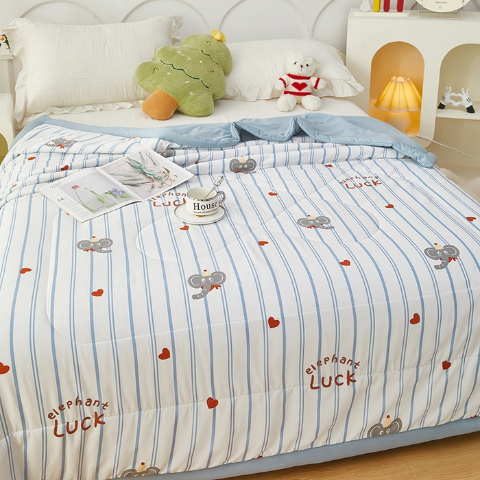 91家纺网 家纺一手货源 找家纺 中国龙家纺 2025新款舒爽柔小棉夏被被子被芯 爱心小象