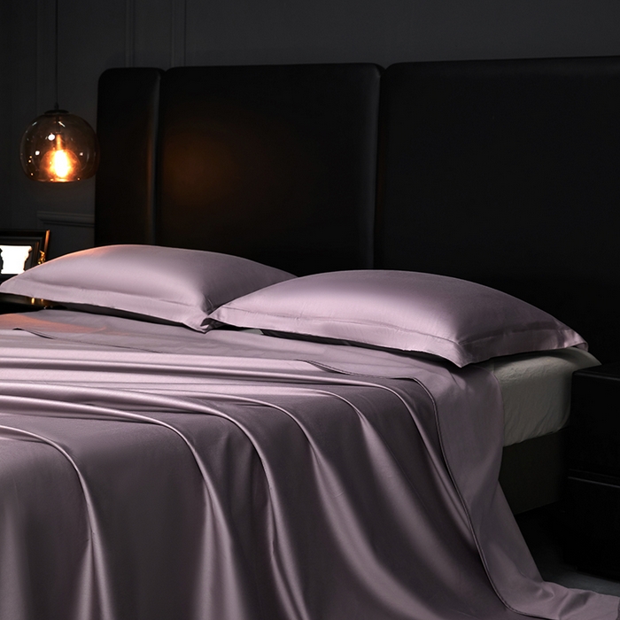 91家纺网 家纺一手货源 找家纺 秀色2025新款A类高端100s新疆长绒棉纯棉床单单件全棉单人贡缎加厚被单三件套 莫奈-香芋紫