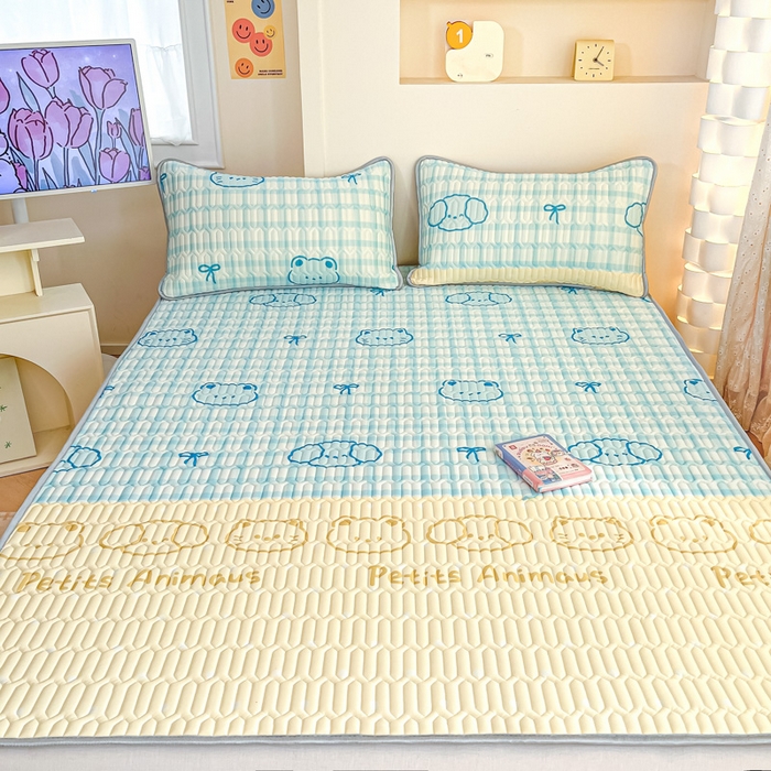 91家纺网 家纺一手货源 找家纺 柒月家居 2025新款小清新乳胶凉席 好伙伴