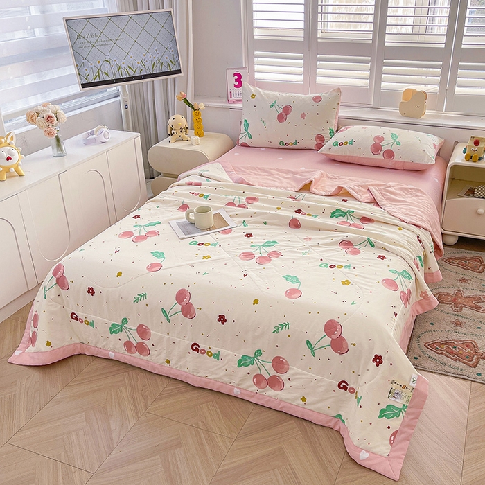 91家纺网 家纺一手货源 找家纺 思雅庭 2025新款里外全棉夏被新疆棉花夏凉被空调被 甜蜜樱桃