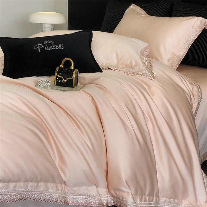 91家纺网 家纺一手货源 找家纺 保罗圣迪奥 2025新款50双股全棉长绒棉四件套-艾瑟琳系列 艾瑟琳-樱花粉