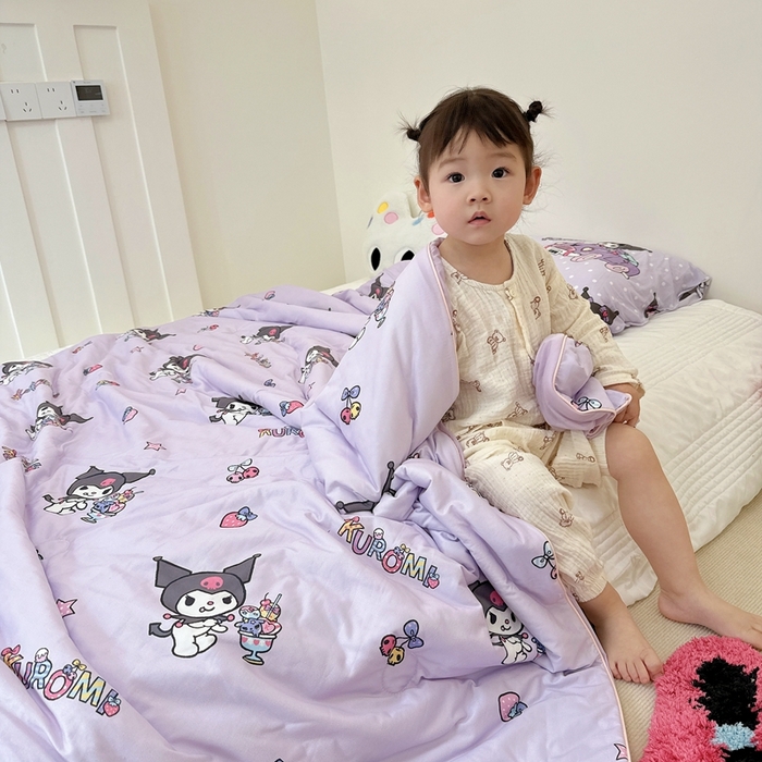 91家纺网 家纺一手货源 找家纺 兜米家居 2025夏季新品三丽鸥深睡双感针织凉感空调被夏被 甜心库洛米