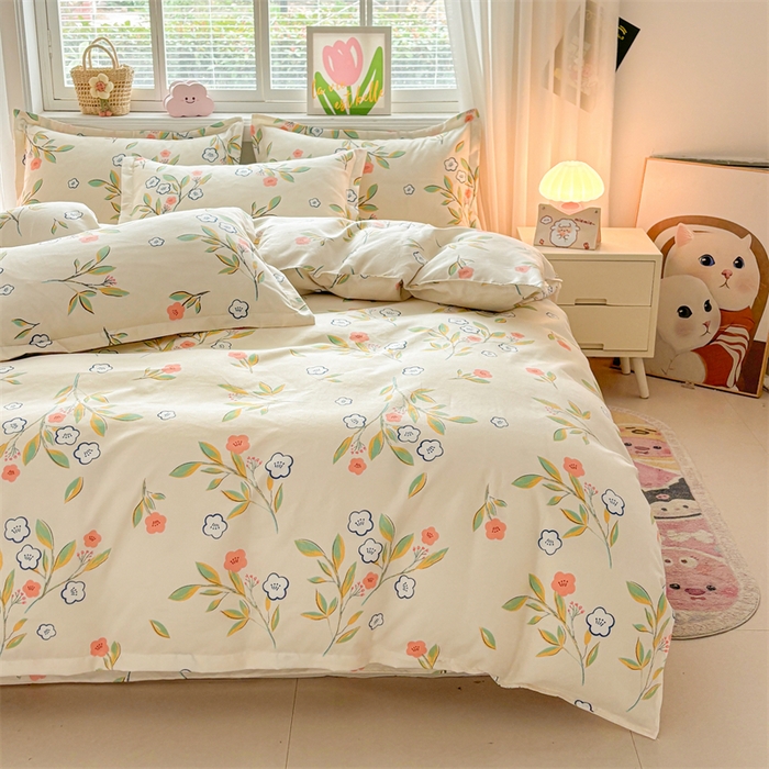 91家纺网 家纺一手货源 找家纺  爱一个家 2025新款植物羊绒四件套 恬静花开