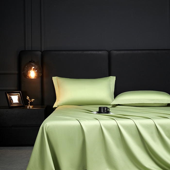 91家纺网 家纺一手货源 找家纺 秀色2025新款A类高端100s新疆长绒棉纯棉床单单件全棉单人贡缎加厚被单三件套 莫奈-艾绿