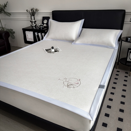 91家纺网 家纺一手货源 找家纺 （总）倾慕家纺 2025新款PE50凉感刺绣凉席