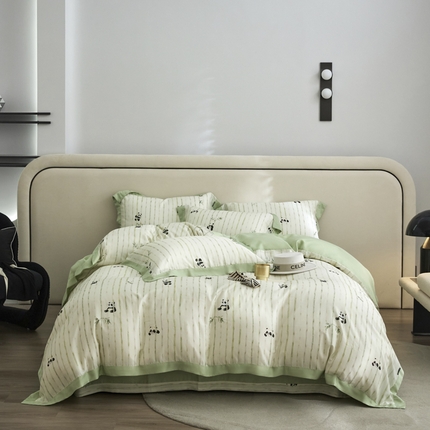 薏思家纺 2025新款50支莱赛尔天丝数码印花夏被+四件套（礼盒包装） 安静
