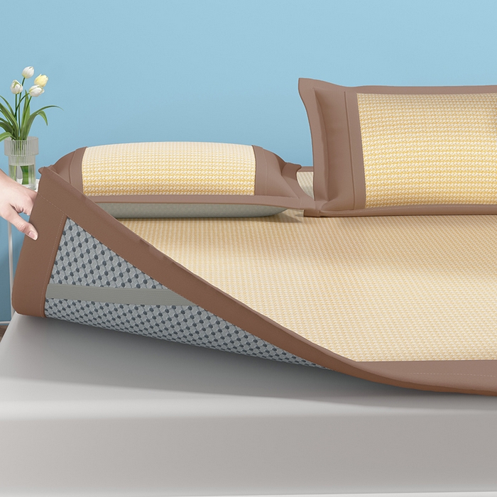 91家纺网 家纺一手货源 找家纺 绒艺席业 2025新款A类抗菌冰丝凉席系列-柯基款 黄色