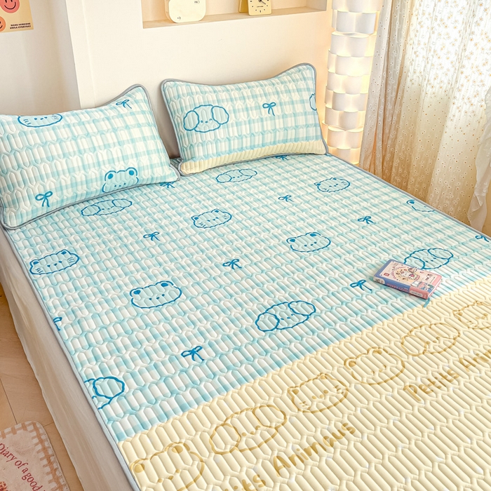 91家纺网 家纺一手货源 找家纺 柒月家居 2025新款小清新乳胶凉席 好伙伴