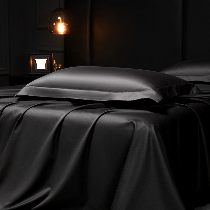 91家纺网 家纺一手货源 找家纺 秀色2025新款A类高端100s新疆长绒棉纯棉床单单件全棉单人贡缎加厚被单三件套 莫奈-帝王灰