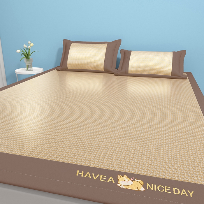 91家纺网 家纺一手货源 找家纺 绒艺席业 2025新款A类抗菌冰丝凉席系列-柯基款 黄色