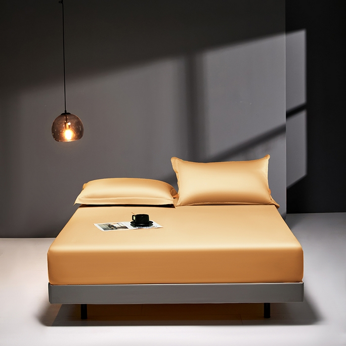 91家纺网 家纺一手货源 找家纺 秀色2025新款高端纯棉床笠单件全棉全包床套三件套100s新疆长绒棉酒店床垫保护套 梦易-南瓜橘