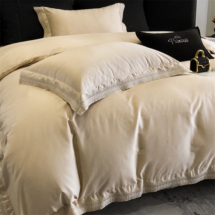 91家纺网 家纺一手货源 找家纺 保罗圣迪奥 2025新款50双股全棉长绒棉四件套-艾瑟琳系列 艾瑟琳-香槟金