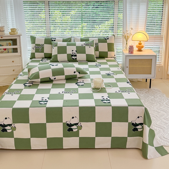 91家纺网 家纺一手货源 找家纺 仟网汇 2025新款老粗布床单粗布凉席老粗布单床单枕套单品 熊猫格