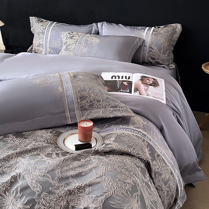 91家纺网 家纺一手货源 找家纺 （总）优悦生活馆 2025新款冰丝浮雕绣花四件套