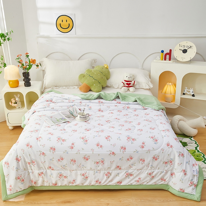 91家纺网 家纺一手货源 找家纺 中国龙家纺 2025新款舒爽柔小棉夏被被子被芯 盛夏花园