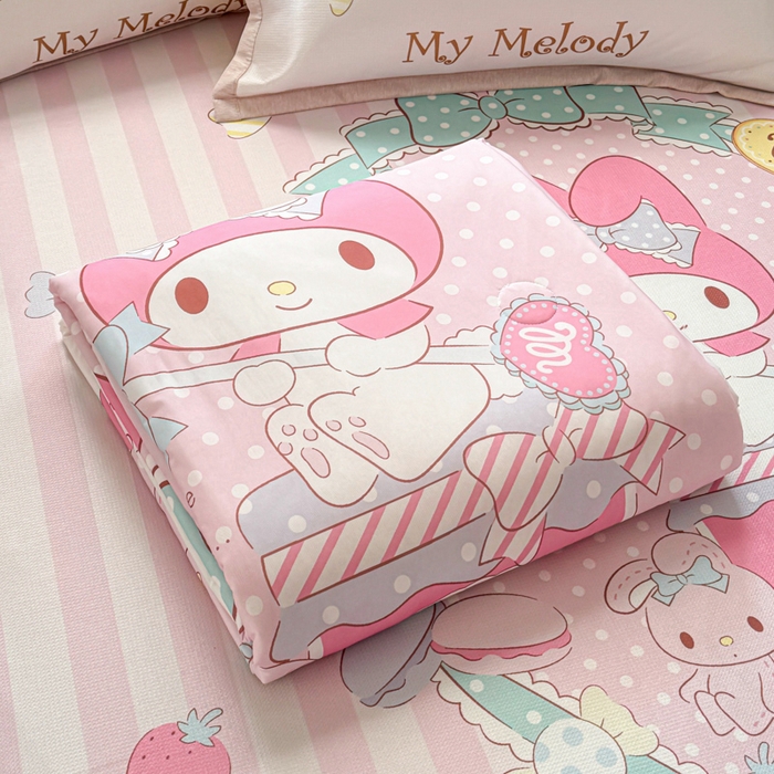 91家纺网 家纺一手货源 找家纺 博雅 2025新款 三丽鸥凉感丝夏被冰丝凉席组合四件套 魔法美乐蒂