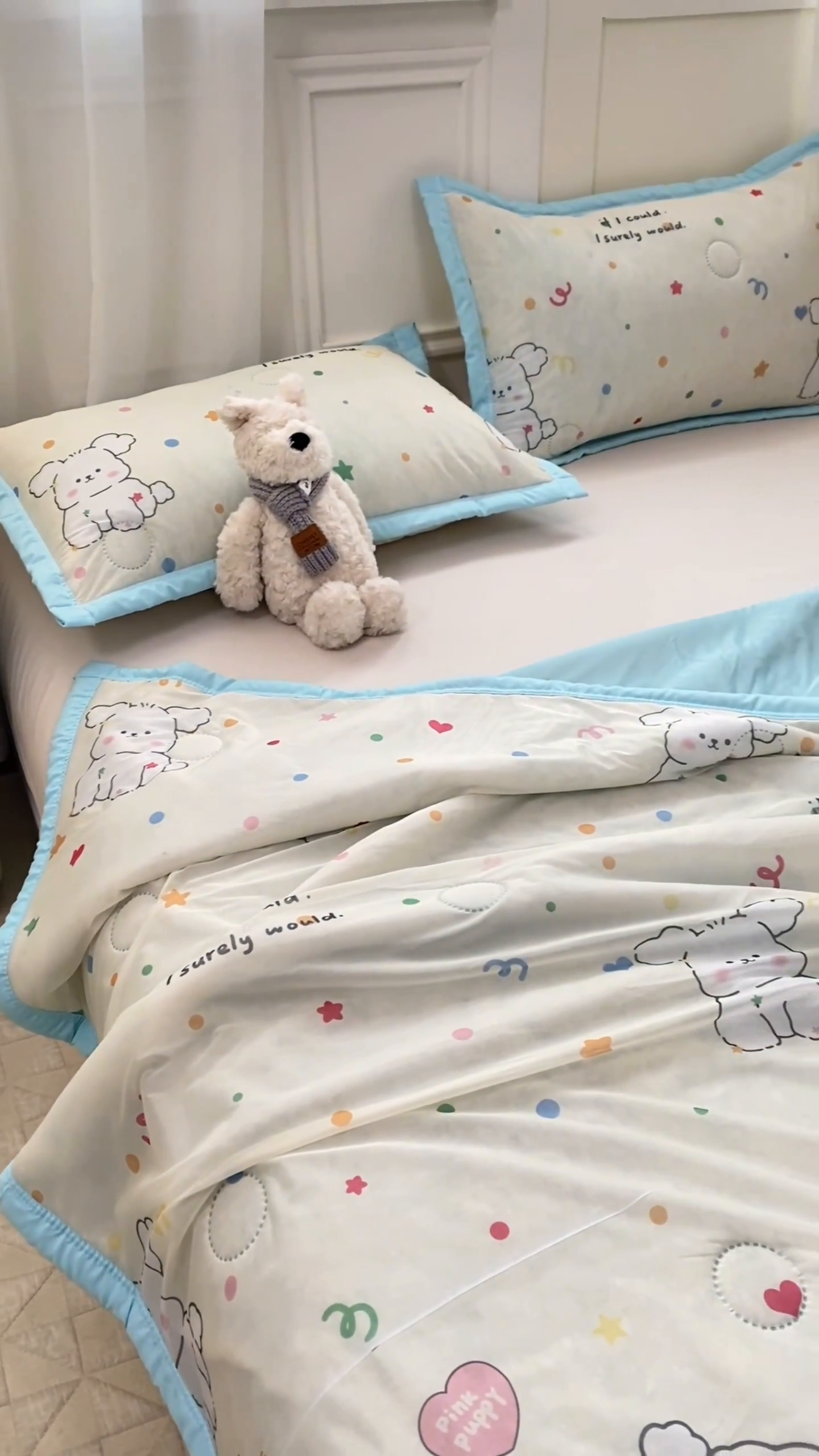 91家纺网 家纺一手货源 找家纺 顺顺家纺 2025新款凉感丝印花夏被空调被 快乐小狗