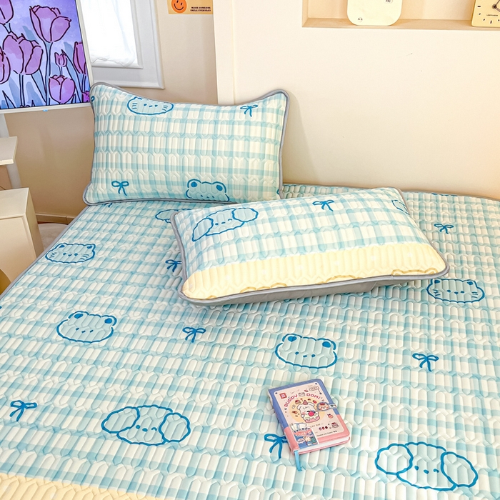 91家纺网 家纺一手货源 找家纺 柒月家居 2025新款小清新乳胶凉席 好伙伴