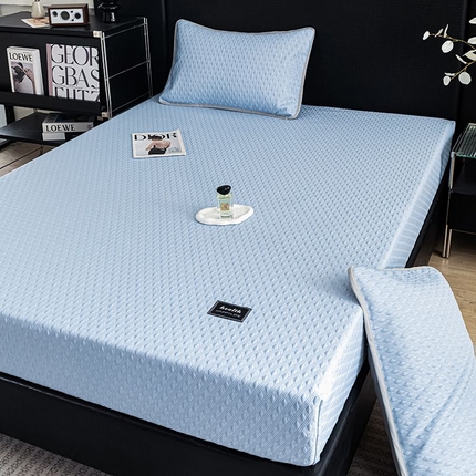 倾慕家纺 2025新款PE大泡泡凉感床笠款凉席 菱形泡蓝