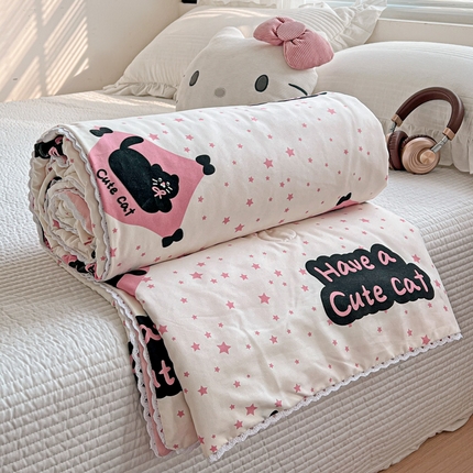 91家纺网 家纺一手货源 找家纺 （总）妖妖家纺 2025新款超柔双层纱糯糯针织棉夏凉被