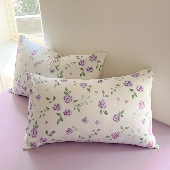 91家纺网 家纺一手货源 找家纺 【提供买家秀】2025直播云感皱皱棉四件套水洗棉简约风小碎花被套床笠三件套-细节图 一帘幽梦