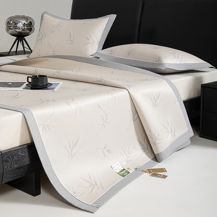 91家纺网 家纺一手货源 找家纺 小牛席业 2025新款全PE柳烟冰丝席凉席席子系列 香槟