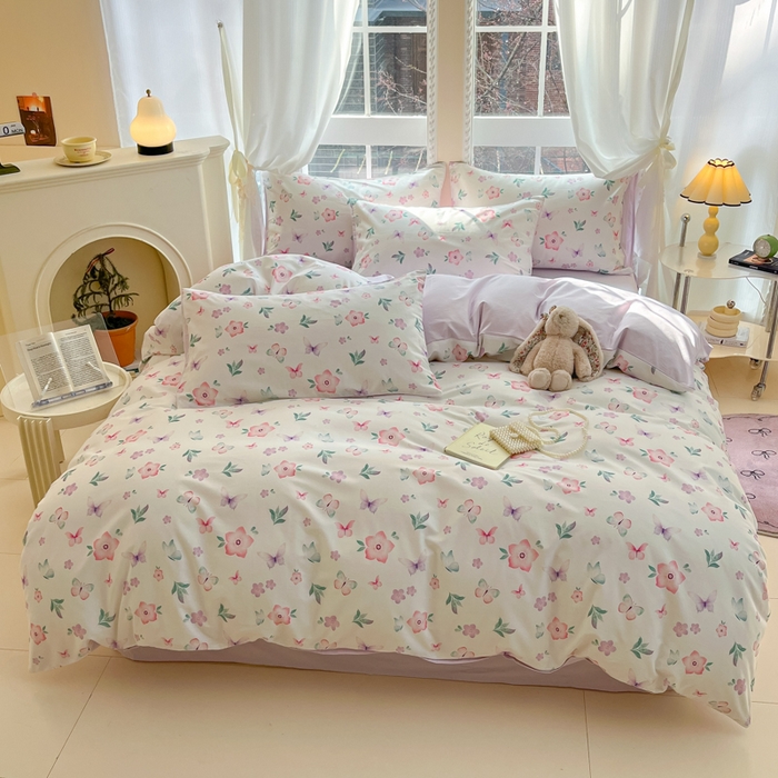 91家纺网 家纺一手货源 找家纺 仔仔熊 2025新款全棉印花系列被套 水彩蝴蝶花