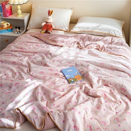 91家纺网 家纺一手货源 找家纺 （总）艺菲阁家纺 2025新款卡通麻绳云感双层纱夏凉被