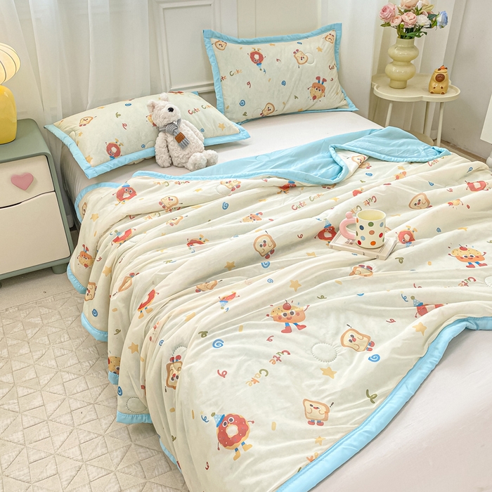 91家纺网 家纺一手货源 找家纺 顺顺家纺 2025新款凉感丝印花夏被空调被 马克吐司