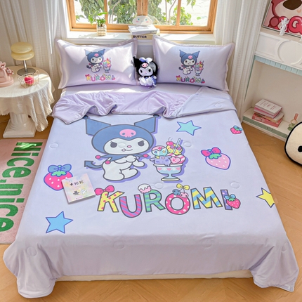 91家纺网 家纺一手货源 找家纺 （总）博雅 2025新款 三丽鸥凉感丝夏被冰丝凉席组合四件套