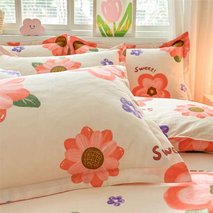 91家纺网 家纺一手货源 找家纺  爱一个家 2025新款植物羊绒四件套 玫香怡人