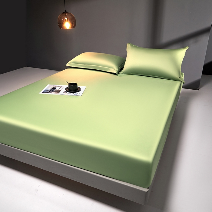 91家纺网 家纺一手货源 找家纺 秀色2025新款高端纯棉床笠单件全棉全包床套三件套100s新疆长绒棉酒店床垫保护套 梦易-艾绿