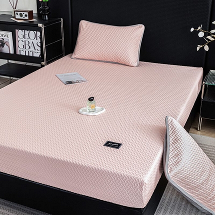 倾慕家纺 2025新款PE大泡泡凉感床笠款凉席 箭纹粉
