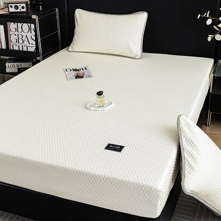 倾慕家纺 2025新款PE大泡泡凉感床笠款凉席 箭纹米白
