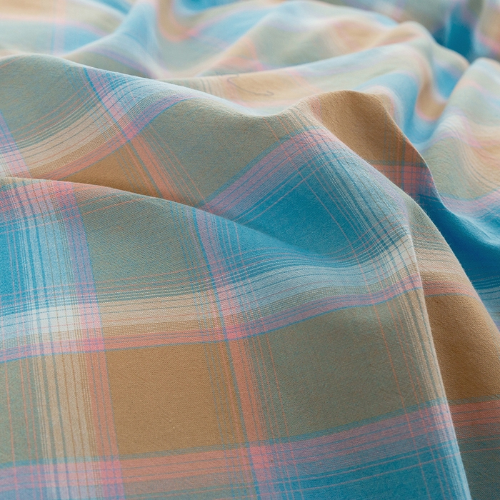 91家纺网 家纺一手货源 找家纺 喜四方 2025新款全棉色织水洗棉四件套 思域（蓝）