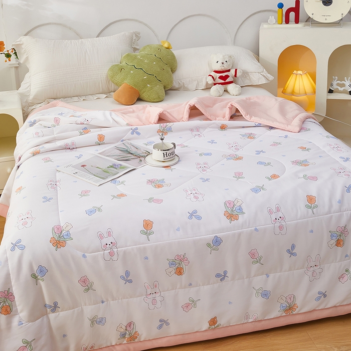 91家纺网 家纺一手货源 找家纺 中国龙家纺 2025新款舒爽柔小棉夏被被子被芯 玫瑰花语