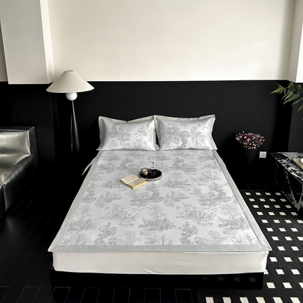 91家纺网 家纺一手货源 找家纺 （总）三味舒屋 2025新款抗菌防螨凉感提花冰丝凉席席子-西雅图