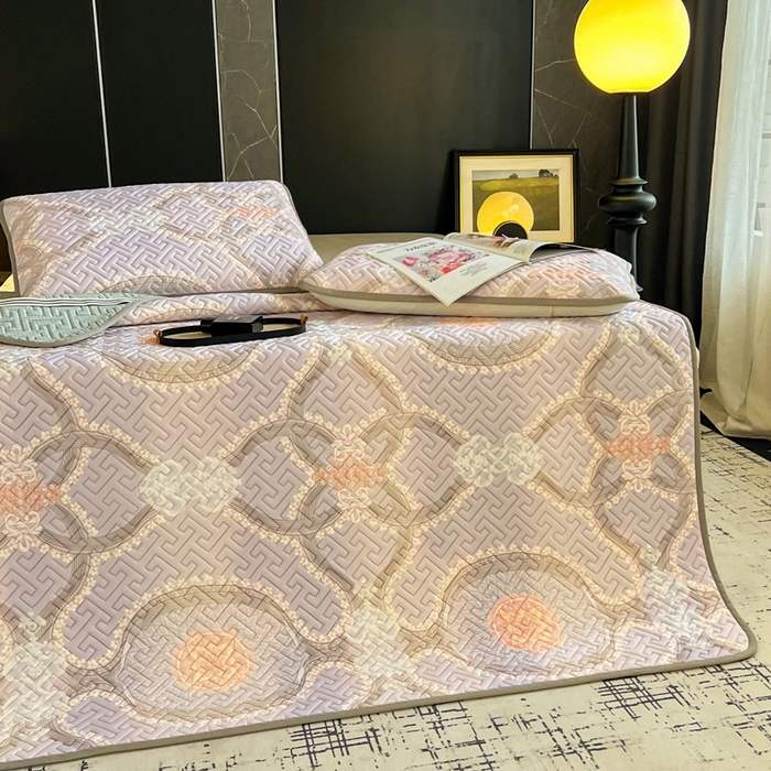 91家纺网 家纺一手货源 找家纺 美丽折2025夏季新品高端加厚全冰丝生物基乳胶凉席三件套 水洗天然乳胶凉席 安格尔斯-紫