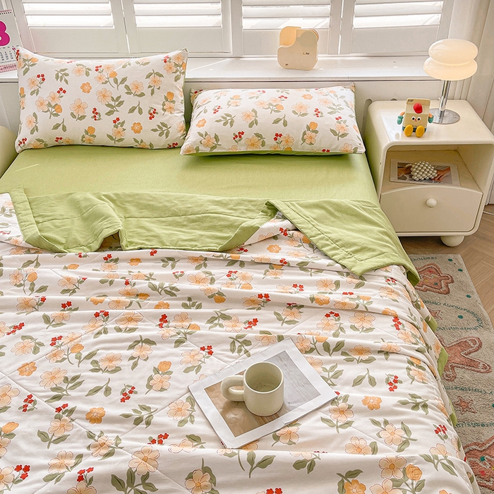 91家纺网 家纺一手货源 找家纺 思雅庭 2025新款里外全棉夏被新疆棉花夏凉被空调被 悦夏花语