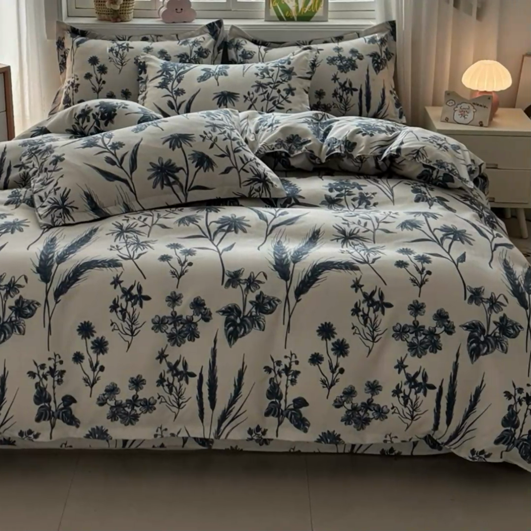 91家纺网 家纺一手货源 找家纺 爱一个家 2025新款植物羊绒四件套 青花词