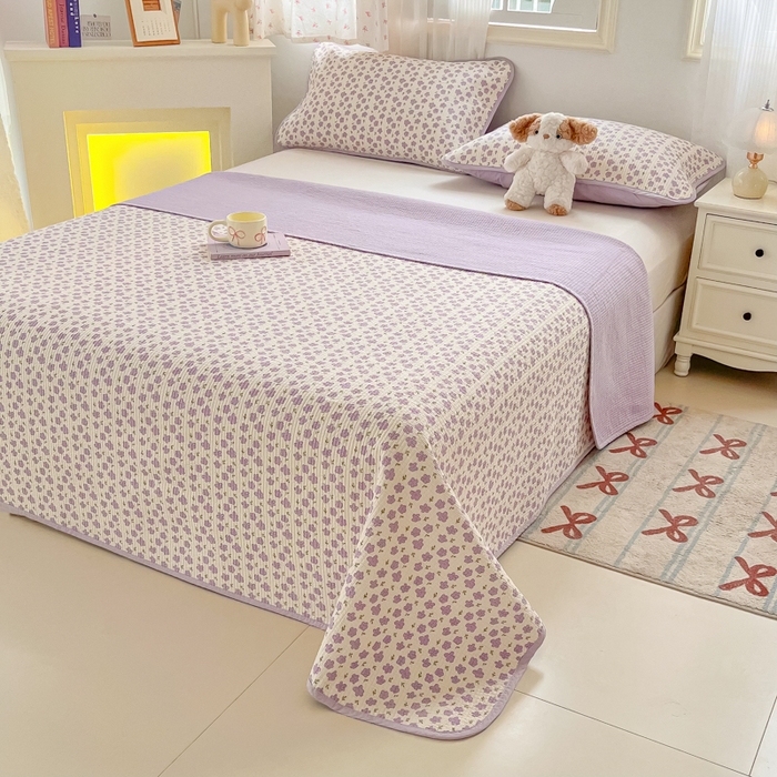 91家纺网 家纺一手货源 找家纺 （总）慕晨 2025新款全棉床盖酵素砂洗双面纯棉棉花夹棉床盖单件三件套