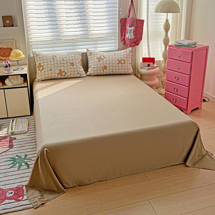 91家纺网 家纺一手货源 找家纺 妖妖家纺 2025新款超柔双层纱糯糯针织棉夏凉被四件套 厨师小熊