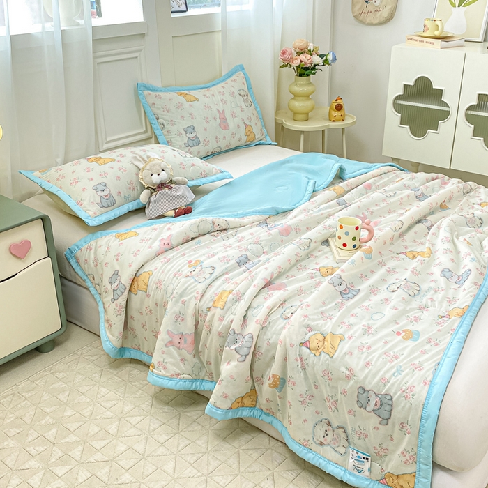 91家纺网 家纺一手货源 找家纺 顺顺家纺 2025新款凉感丝印花夏被空调被 萌狗乐园