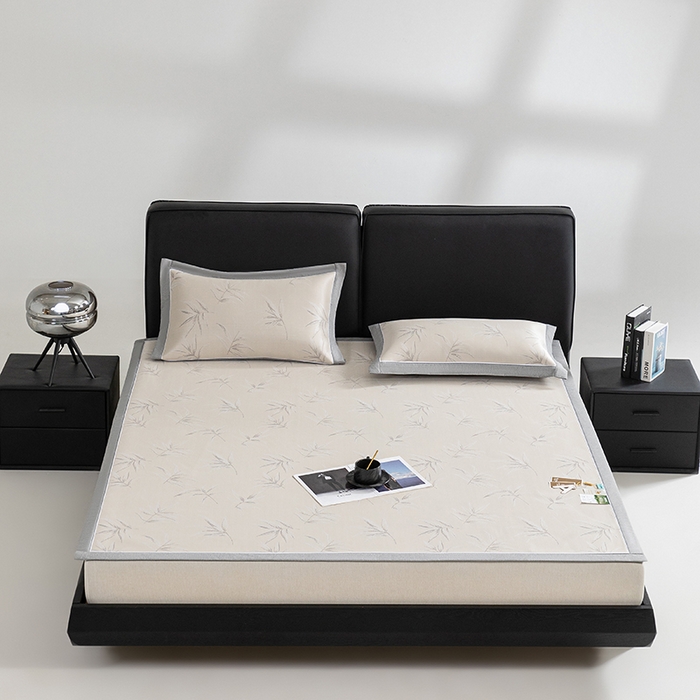 91家纺网 家纺一手货源 找家纺 小牛席业 2025新款全PE柳烟冰丝席凉席席子系列 香槟