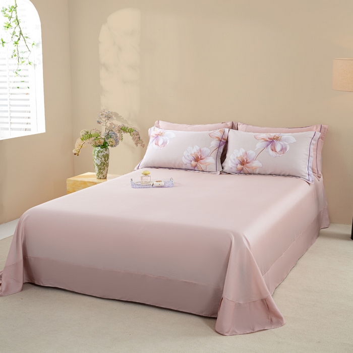 91家纺网 家纺一手货源 找家纺 帅露家纺 2025新款50S莱赛尔天丝印花四件套 古韵流香