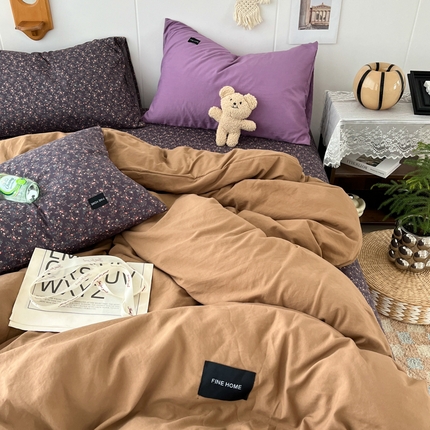 91家纺网 家纺一手货源 找家纺 （总）亿品家纺 2025新款水洗棉复古风格四件套