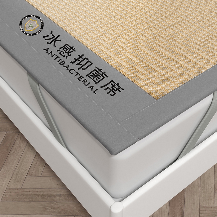 91家纺网 家纺一手货源 找家纺 绒艺席业 2025新款A类抗菌冰丝凉席系列-冰感抑菌席 黄色