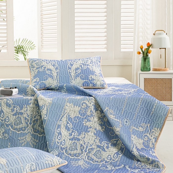 91家纺网 家纺一手货源 找家纺 美丽折2025新品6mm厚天然乳胶凉席三件套 大版印花卡通乳胶凉席平铺款 贵族风范