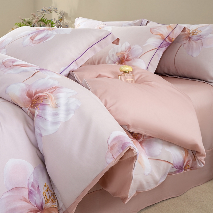 91家纺网 家纺一手货源 找家纺 帅露家纺 2025新款50S莱赛尔天丝印花四件套 古韵流香